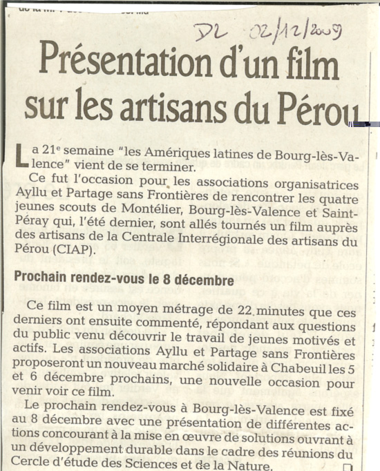 article de presse de la semaine amrique latine de Bourg les Valence 2007