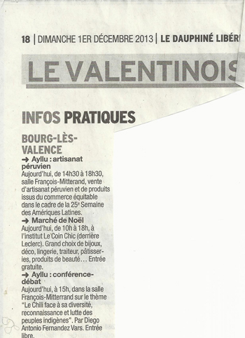 article de presse de la semaine amrique latine de Bourg les Valence 2012